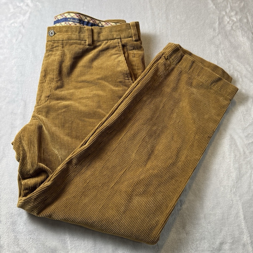 Brooks‎ Brothers Clark Corduroy Pants Mens 38x32 Mustard Tan Wide Wale Cotton